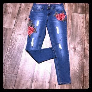 Embellished Destroyed Denim Skinnies | Jeans | Pants